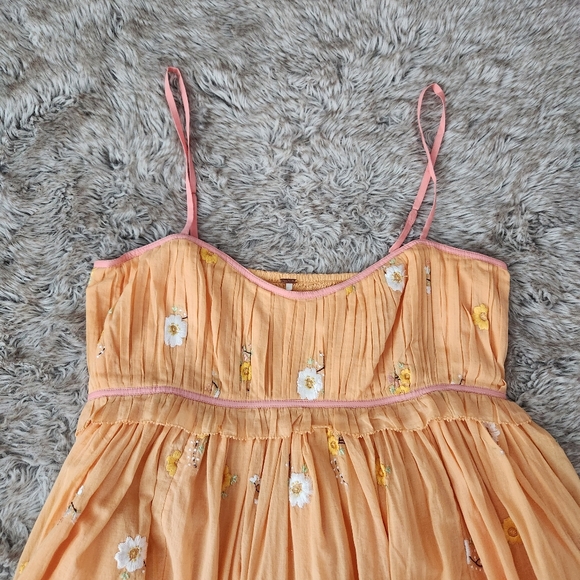 Free People Alana Babydoll Dress in Apricot Combo‎ Orange Women's Size Large - Picture 6 of 11